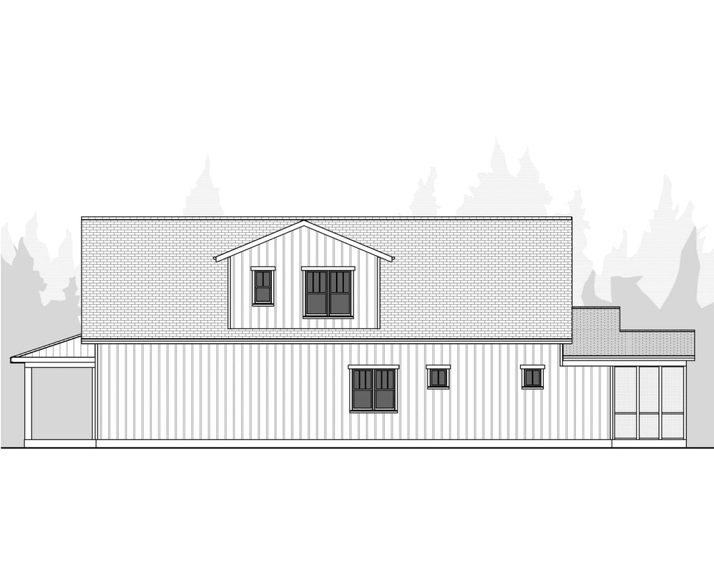 side elevation for farmhouse plan