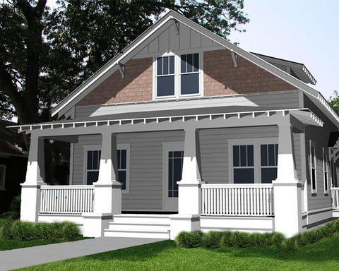 Bungalow home plan front porch